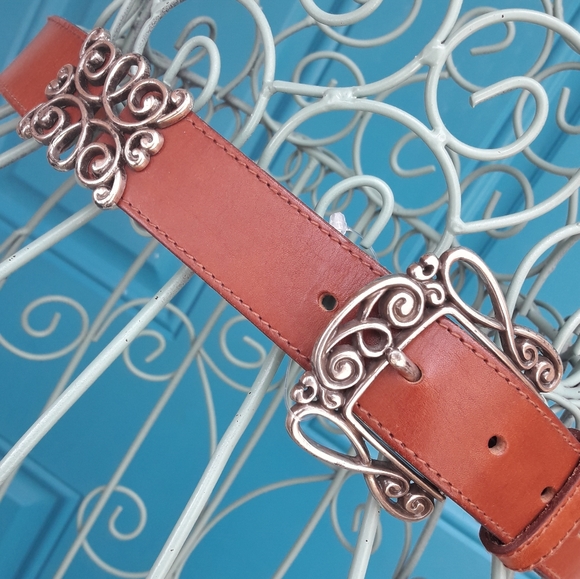 Genuine Leather Belt Boho Silver Metal Belt Buckle Ornate Studded Belts Fossil M - Picture 10 of 13